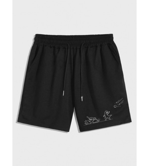 Dinosaur Print Drawstring Sweat Shorts