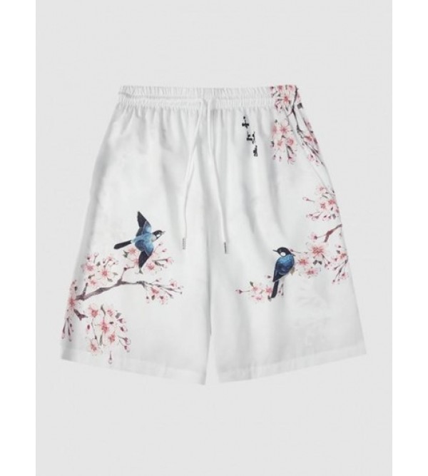 Magpie Floral Print Chinese Style Shorts
