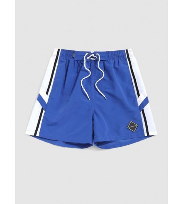Colorblock Spliced Stripe Casual Shorts
