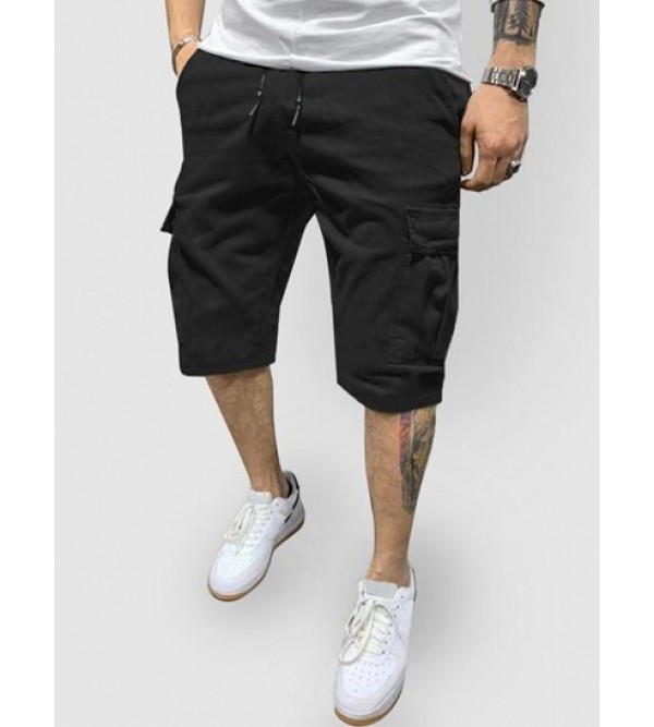 Multi Pockets Design Solid Color Cargo Shorts