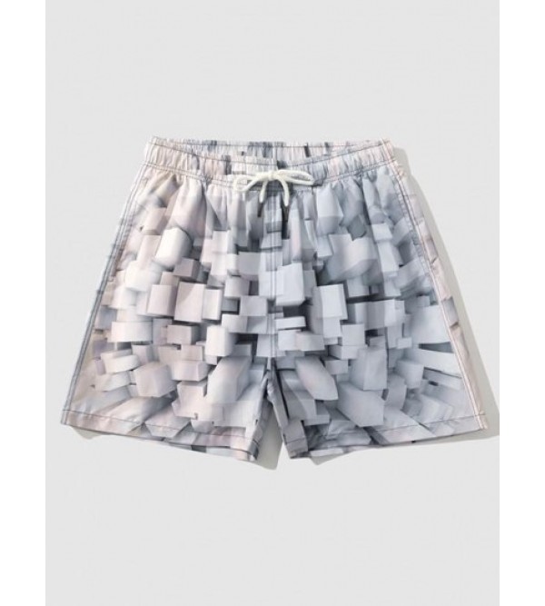 Cubist Geometric 3D Pattern Shorts