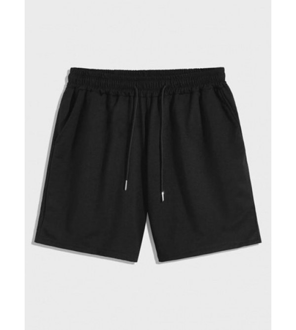 Solid Color Drawstring Sweat Shorts