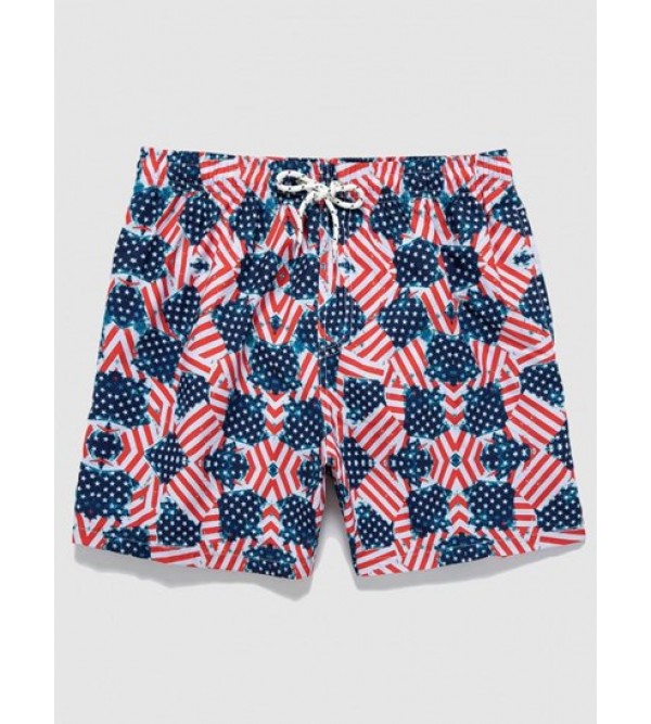 Drawstring Pockets American Flag Casual Shorts