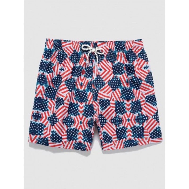 Drawstring Pockets American Flag Casual Shorts