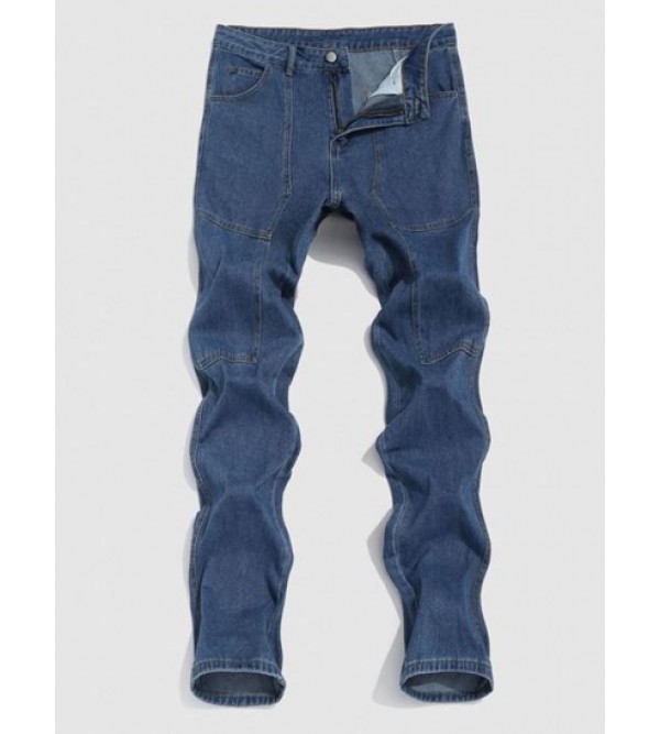 Loose Straight Leg Zipper Fly Jeans