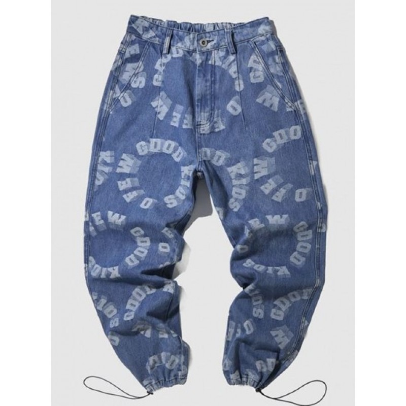 Letters Print Joggers Jeans