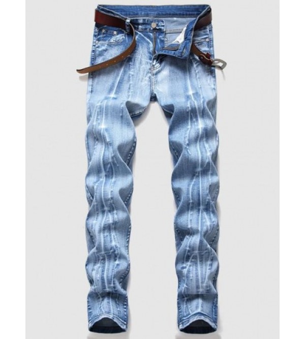Branch Pattern Light Wash Jeans