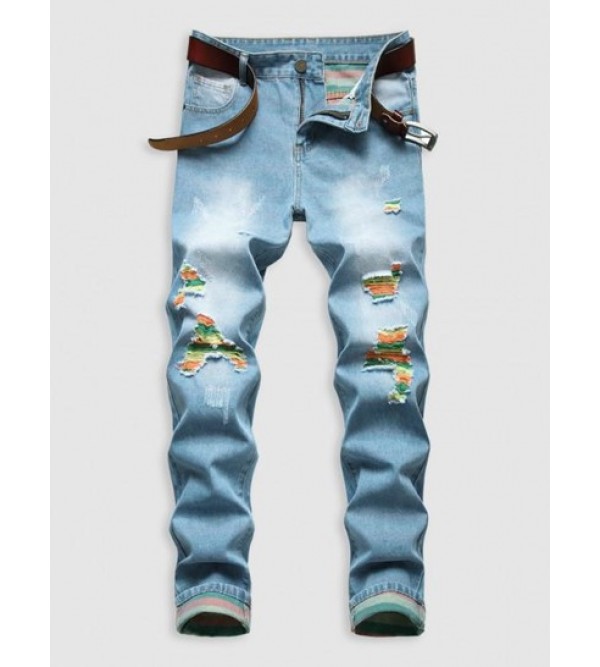 Colorful Shredded Ripped Skinny Jeans