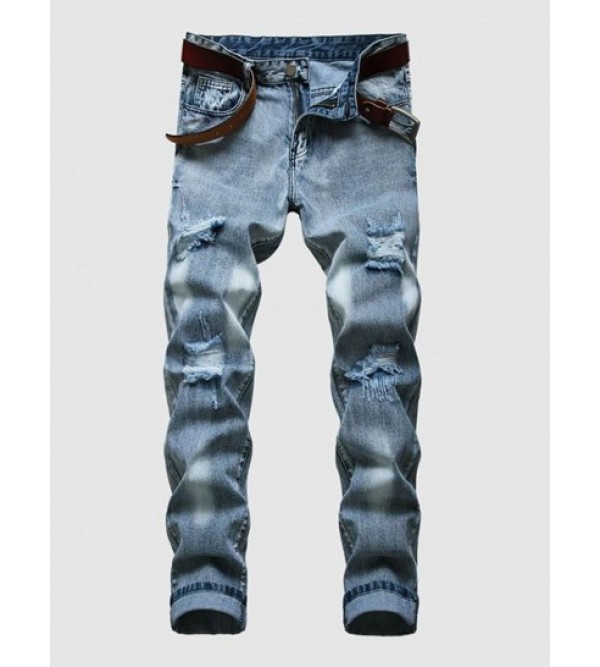 Ripped Zip Fly Jeans