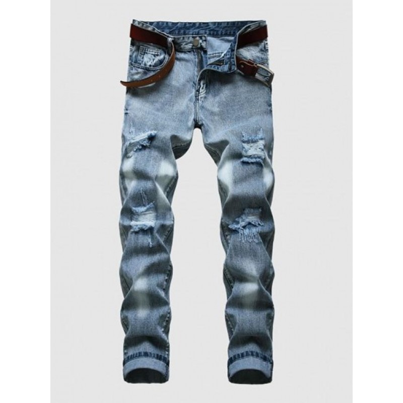 Ripped Zip Fly Jeans