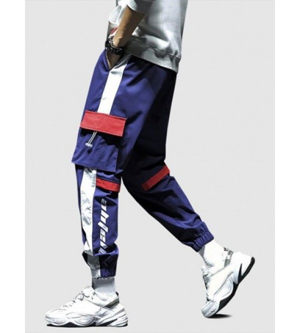 Colorblock Flap 3D Pocket Cargo Beam Feet Pants