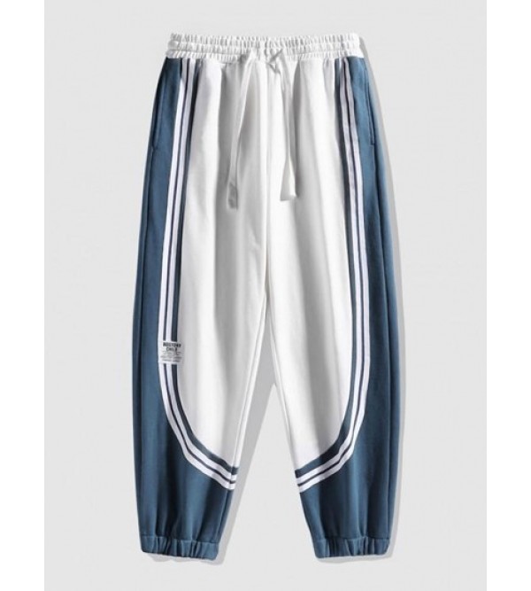 Two Tone Color Drawstring Jogger Pants
