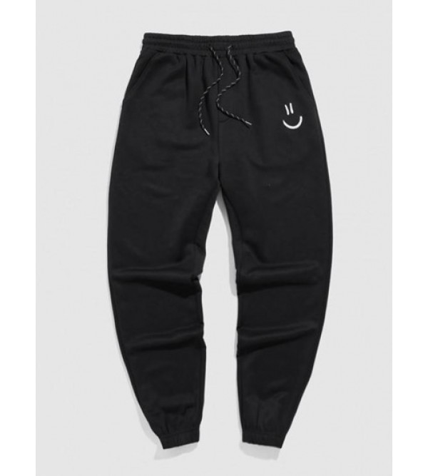 Smile Face Embroidery Sports Jogger Sweatpants