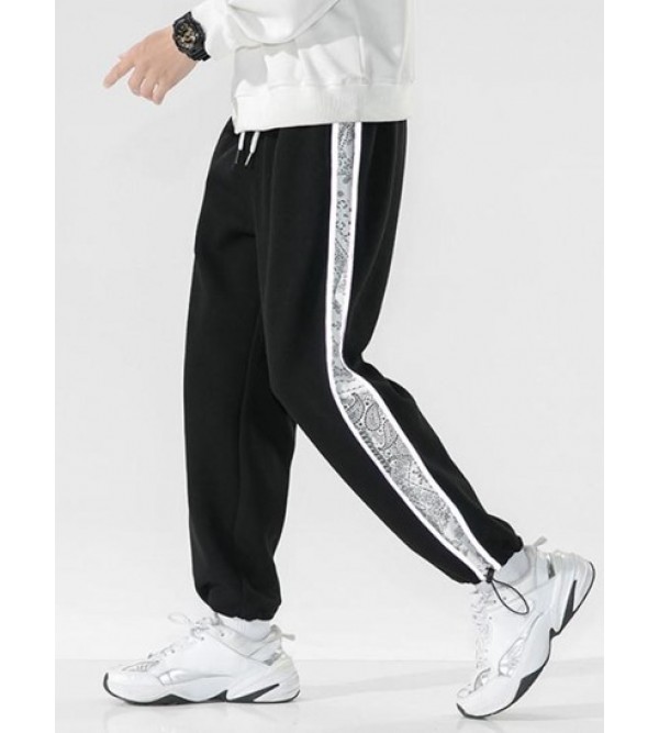 Paisley Print Patches Spliced Pants