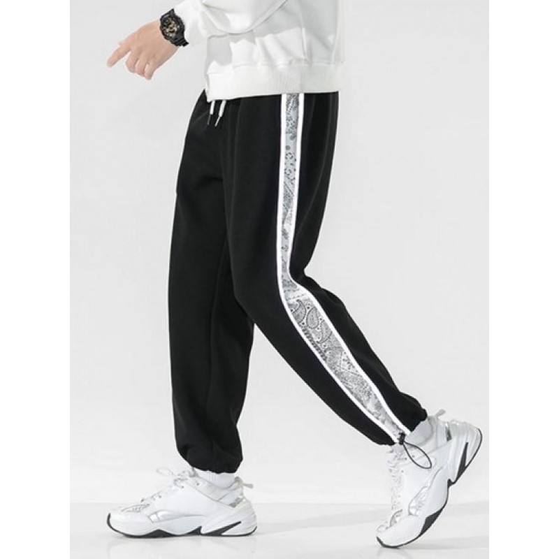 Paisley Print Patches Spliced Pants