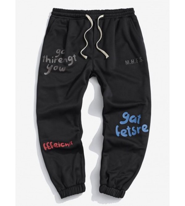 Fleece Lined Letter Jogger Sweatpants