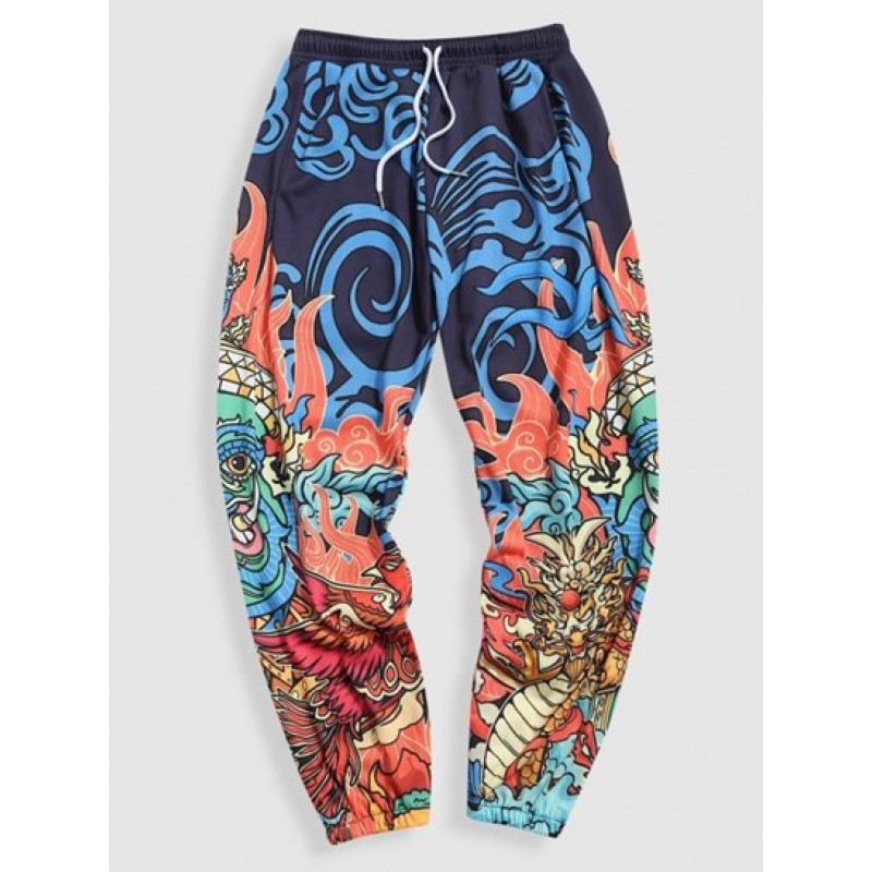 Dragon Graphic Y2K Aesthetic Oriental Sweatpants