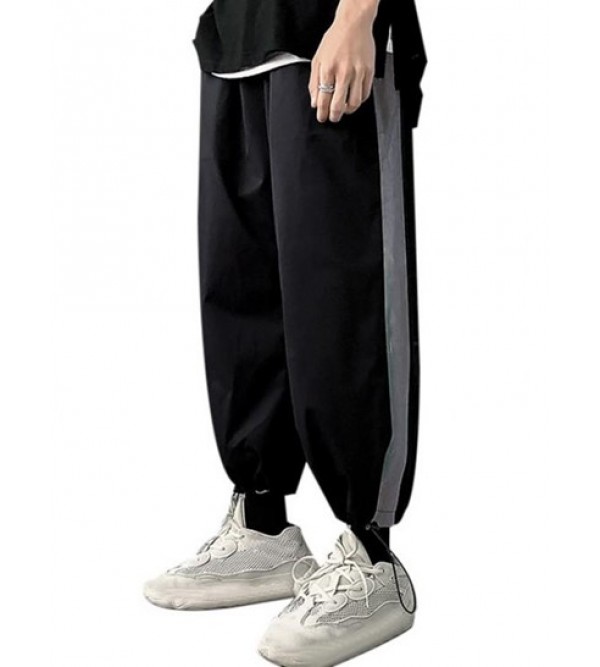 Side Reflective Striped Casual Toggle Cargo Pants