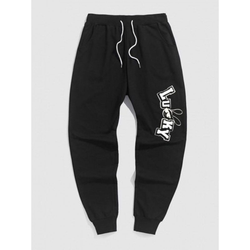 Letter Rabbit Graphic Pattern Sports Sweatpants