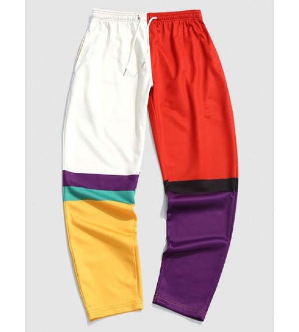 Colorblock Patchwork Casual Pants
