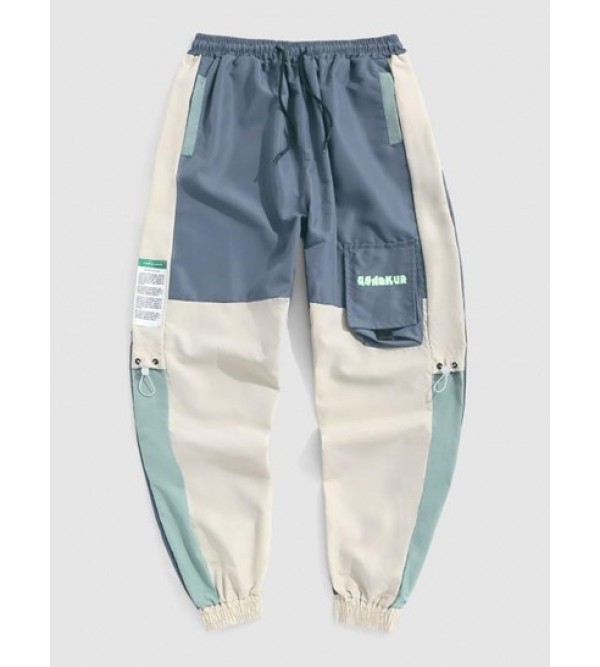 Multi-pocket Design Colorblock Cargo Pants