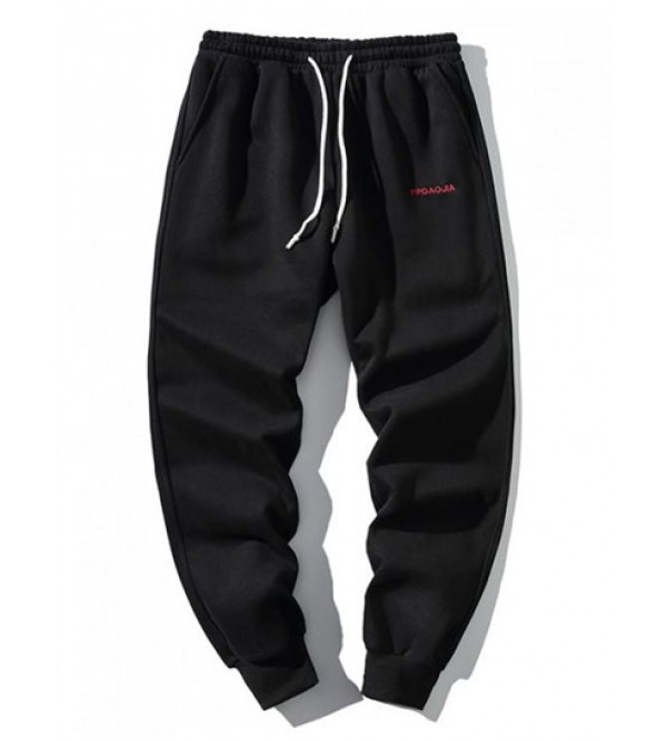 Embroidery Letter Drawstring Jogger Sweatpants