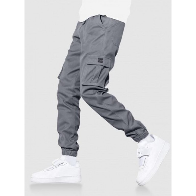 Solid Color Pockets Beam Feet Streetwear Cargo Pants