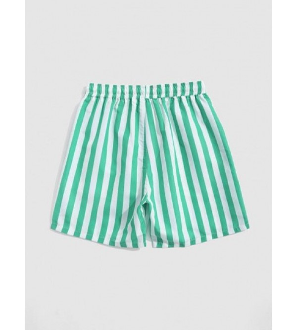 Colorblock Vertical Stripe Pattern Drawstring Board Shorts Colorblock Vertical Stripe Pattern Drawstring Board Shorts