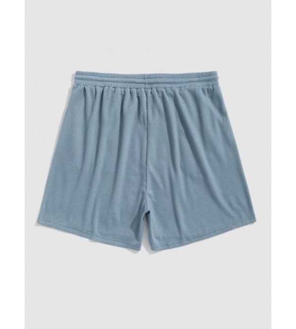 Textured Drawstring Solid Color Causal Shorts Textured Drawstring Solid Color Causal Shorts