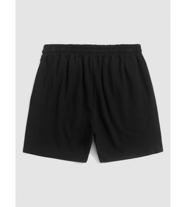 LOS ANGELES Letter Printed Drawstring Shorts