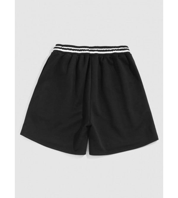 Streetwear Pure Color Drawstring Sweat Shorts