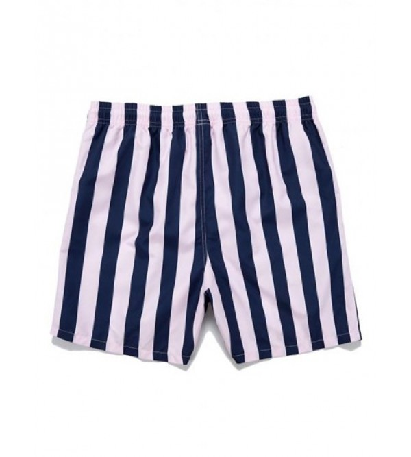 Striped Colorblock Drawstring Pocket Beach Shorts
