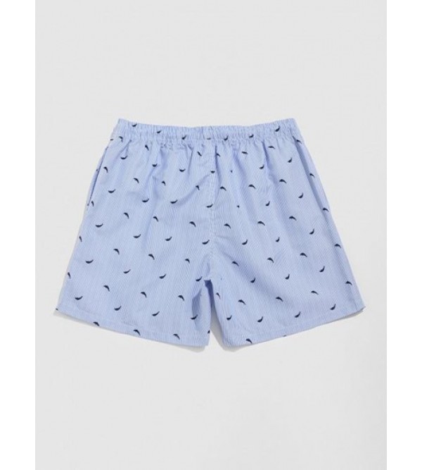 Marine Organism Printed Drawstring Beach Shorts