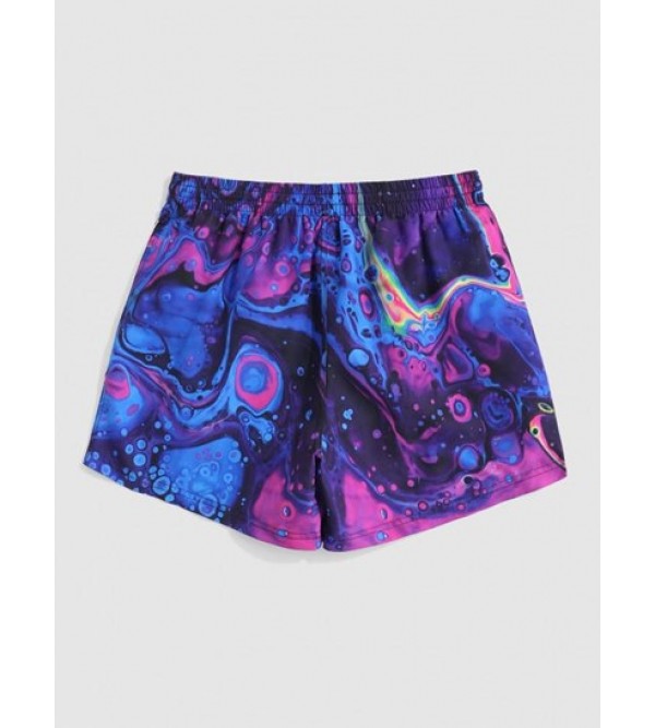 Drawstring Iridescence Print Vacation Shorts Drawstring Iridescence Print Vacation Shorts