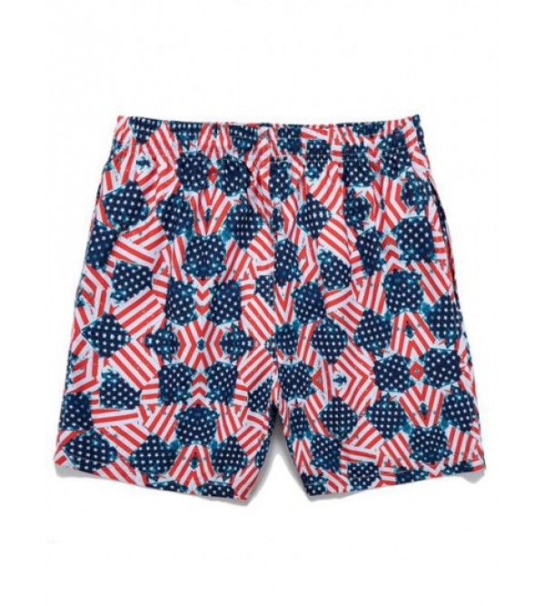 Drawstring Pockets American Flag Casual Shorts Drawstring Pockets American Flag Casual Shorts
