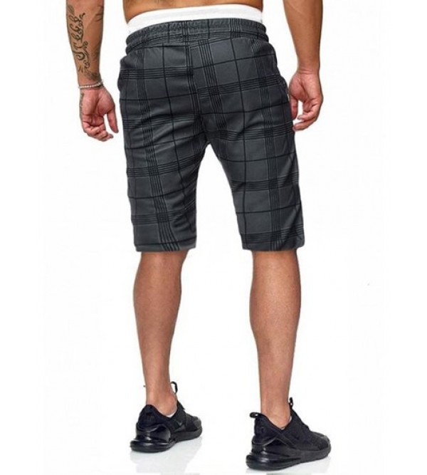 Plaid Pattern Casual Drawstring Shorts