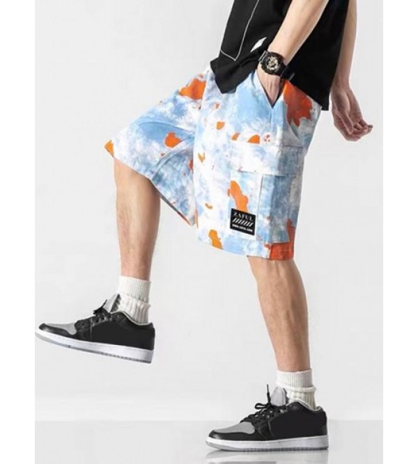 Tie Dye Print Applique Detail Streetwear Cargo Shorts Tie Dye Print Applique Detail Streetwear Cargo Shorts