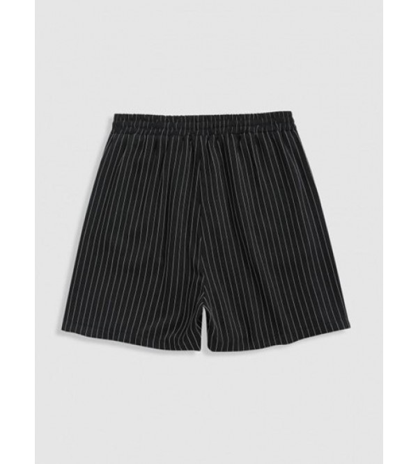 Striped Pattern Drawstring Casual Shorts