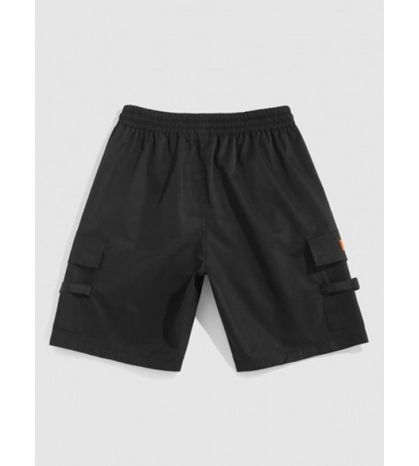 Letter Graphic Buckle Drawstring Streetwear Cargo Shorts Letter Graphic Buckle Drawstring Streetwear Cargo Shorts