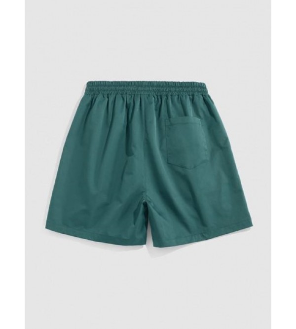 Label Design Solid Color Drawstring Shorts Label Design Solid Color Drawstring Shorts