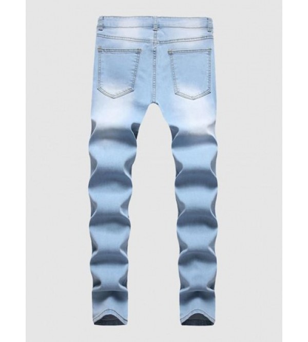 Faded Color Distressed Denim Jeans Faded Color Distressed Denim Jeans
