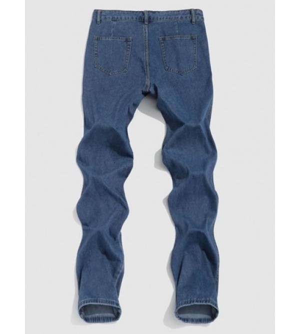 Loose Straight Leg Zipper Fly Jeans