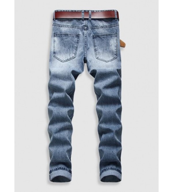 Zip Fly Ripped Jeans