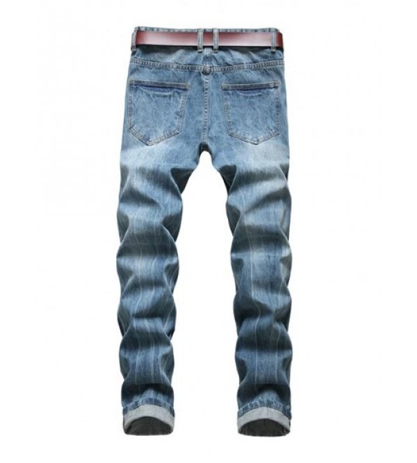 Zip Fly Distressed Jeans
