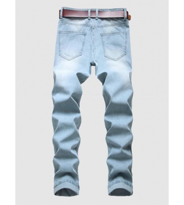 Ripped Rose Embroidery Zipper Fly Jeans Ripped Rose Embroidery Zipper Fly Jeans