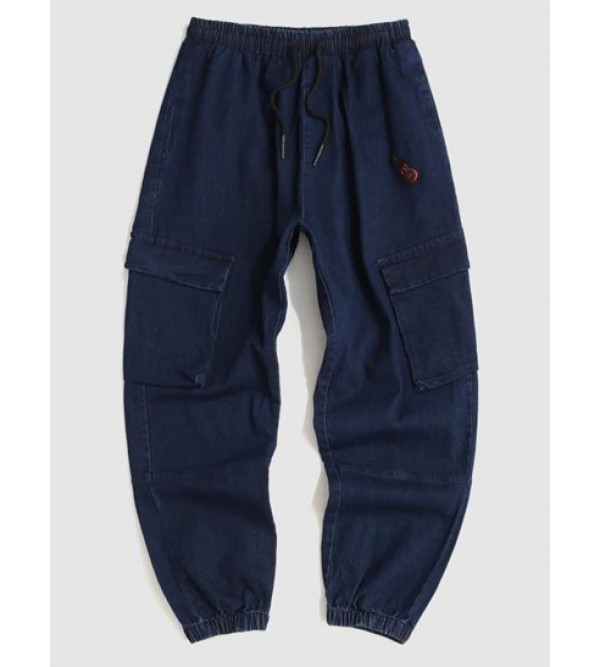 Guitar Applique Drawstring Joggers Cargo Jeans