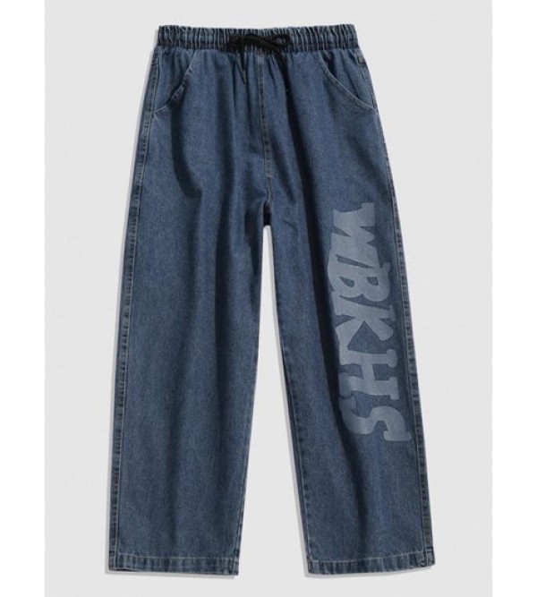 Letter Wide Leg Baggy Jeans