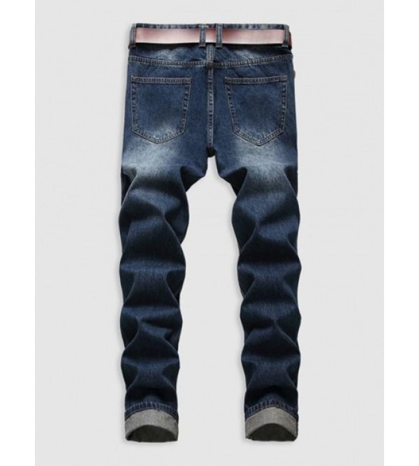 Ripped Vintage Zipper Fly Casual Jeans