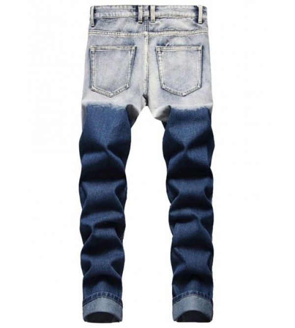 Faded Wash Distressed Ripped Jeans