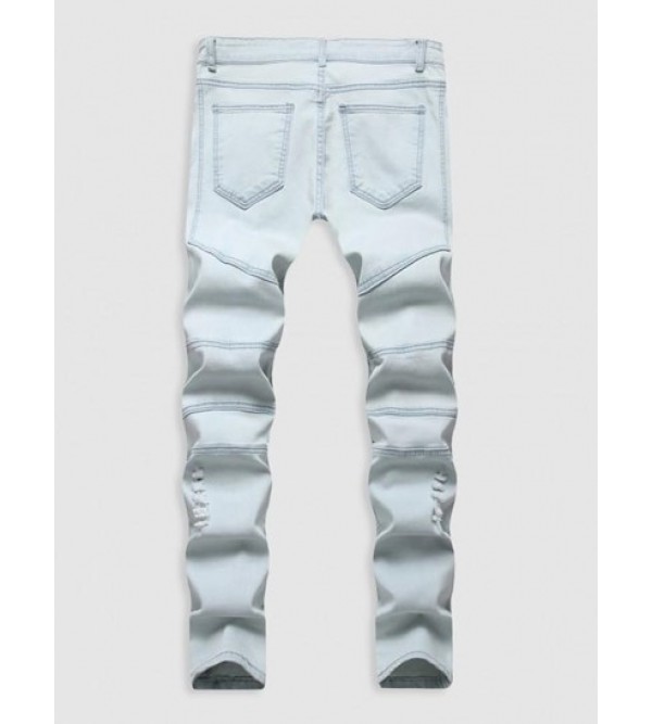 Ripped Zipper Pockets Casual Jeans Ripped Zipper Pockets Casual Jeans